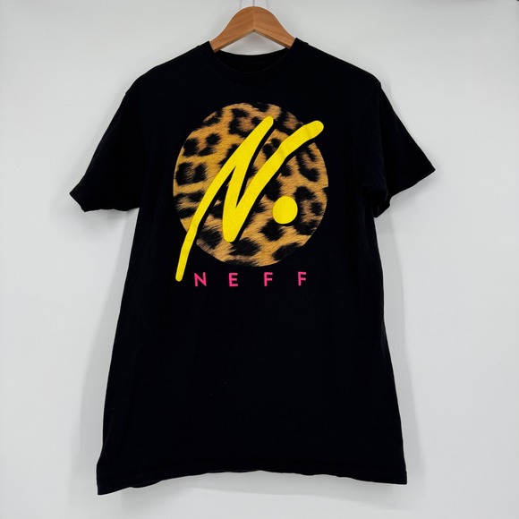 Neff Other - Neff Graphic T-Shirt Mens Medium Black Leopard Print Logo Short Sleeve Tee